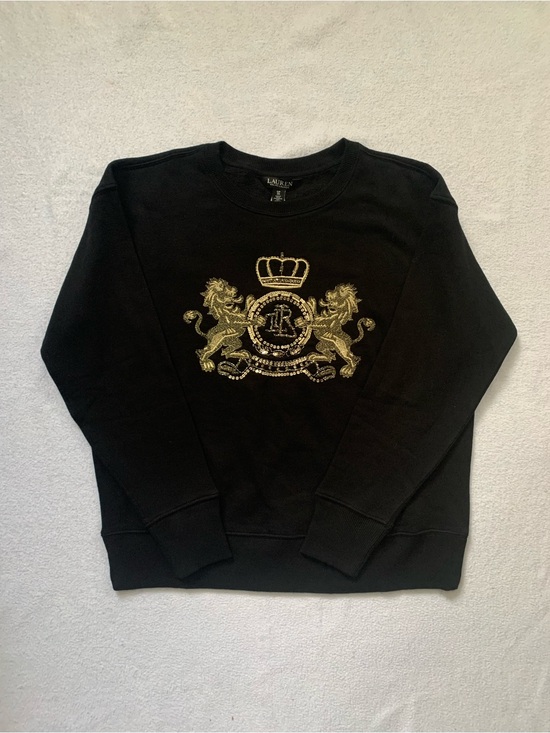 Ralph Lauren Sweaters - Ralph Lauren Black Crewneck Sweater with Gold Crest Embroidery